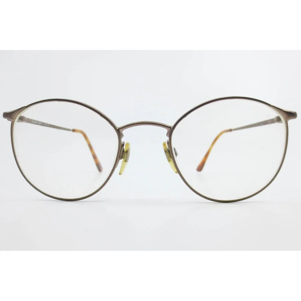 Giorgio Armani 132 750 Bronze Metal Round Eyeglasses Frames Italy 49-19-135